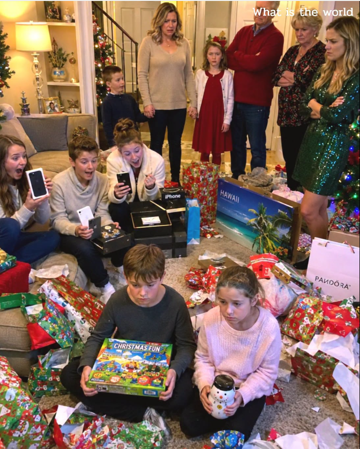 My children sat on my parents’ living room floor holding a dollar-store board game and a cheap snowman mug while my sister’s kids tore open iPhones, a MacBook, jewelry, and a Disney cruise packet I had secretly paid for.