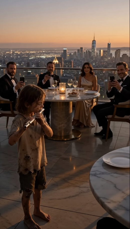 The little boy's voice shattered the elegant silence of the luxury restaurant.
