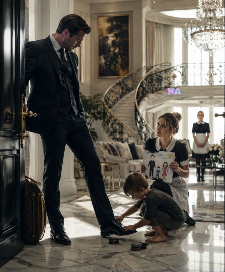 The Ruthless Billionaire Mafia Boss Came Home Early and Found the Maid’s Toddler Polishing His Shoes, but Her Crayon Drawing Exposed the Man Who Had Sold Him for Fifteen Years