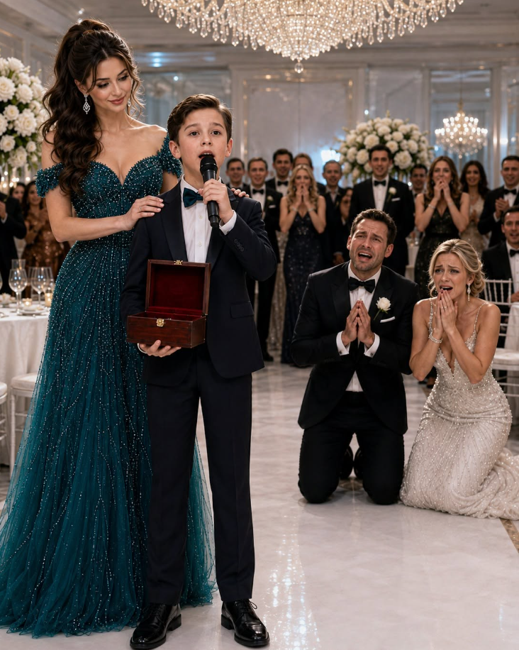 The entire ballroom laughed when my ex-husband raised his whiskey glass, looked directly toward the table where our ten-year-old son and I were sitting, and said, “Leaving that trash was the best decision of my life.” My chest tightened as dozens of guests turned to see whether I would react, while his new wife leaned against him and laughed too. I pushed my chair back because I refused to sit there and let Julian humiliate me in front of our child. But before I could take a step, Noah touched my arm and whispered, “It’s okay, Mom.”