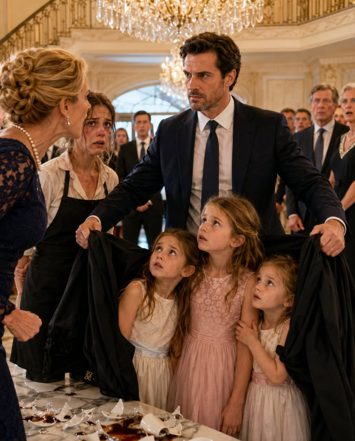 My mother-in-law forced me to sleep with my 3 daughters next to the laundry and shouted: "Without a son, you're worth nothing." he Morning After She Sl@pped Me in Front of 40 Charity Donors, One Billionaire Took Off His Jacket, Covered My Girls, and Said, “They're Coming Home With Me.”