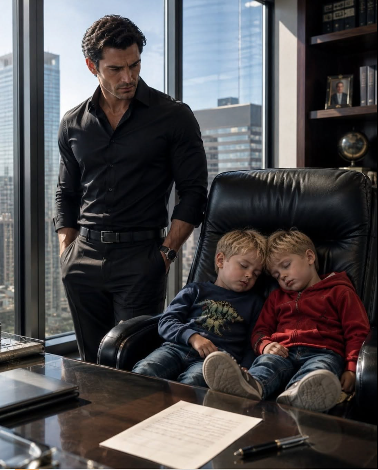 1.A CEO Found Twins Sleeping in His Office Chair—Then the Note Beside Them Destroyed His Perfect Life