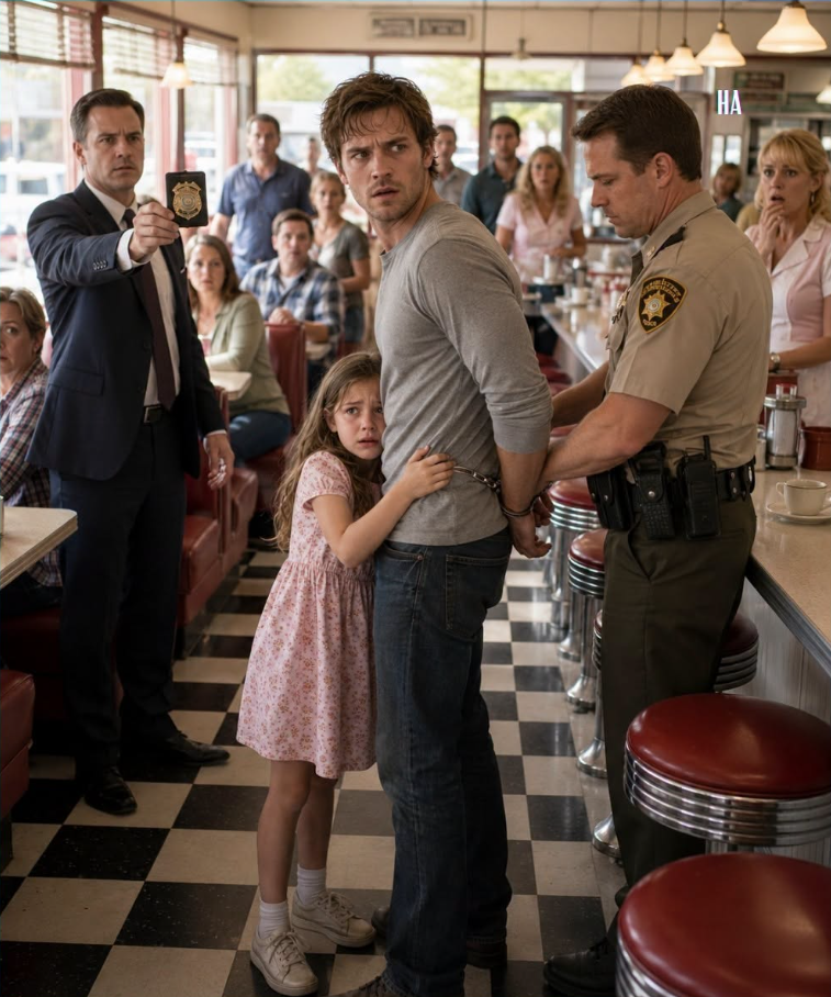 The Sheriff Handcuffed a Single Dad in Front of His Daughter, Then One Badge Made the Entire Diner Go Silent
