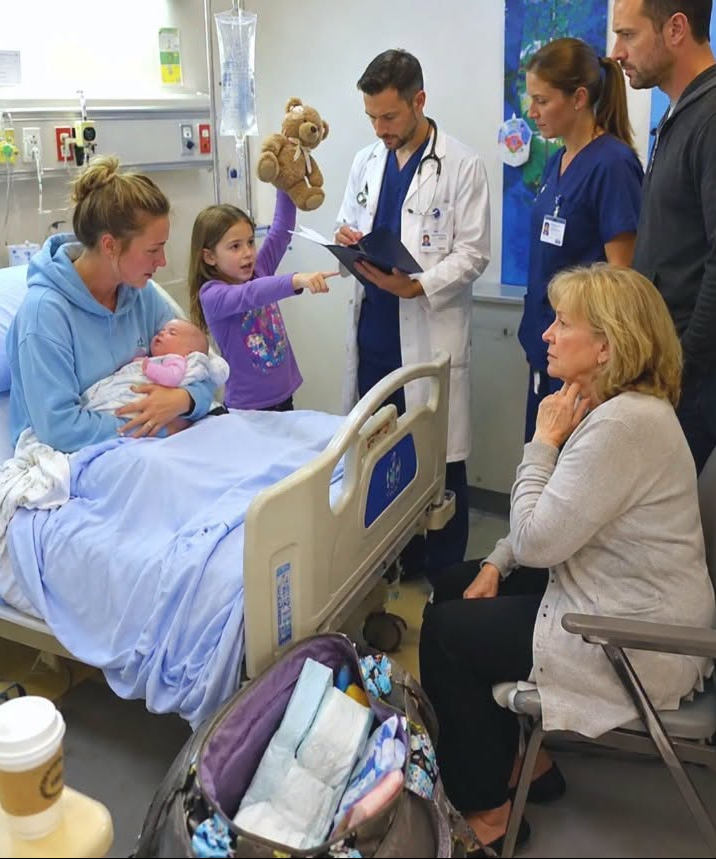 At 104 degrees, my baby was burning up, but the doctor looked at me and said, “New mothers often panic over nothing.” My mother-in-law gave that satisfied little smirk, and my husband said, “She’s always overly anxious.” I said nothing and kept rocking my son. Then my 7-year-old daughter lifted her teddy bear and asked, “Dr. Miller, should I tell you what Grandma gave the baby instead of his real medicine?”