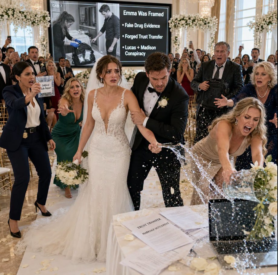 I was seconds from marrying the man who saved me after my sister framed me for drugs, until my father sent a warning that stopped the ceremony and exposed a conspiracy involving fake evidence, forged papers, family betrayal, and a fortune hidden in my name since childhood by cruel relatives.