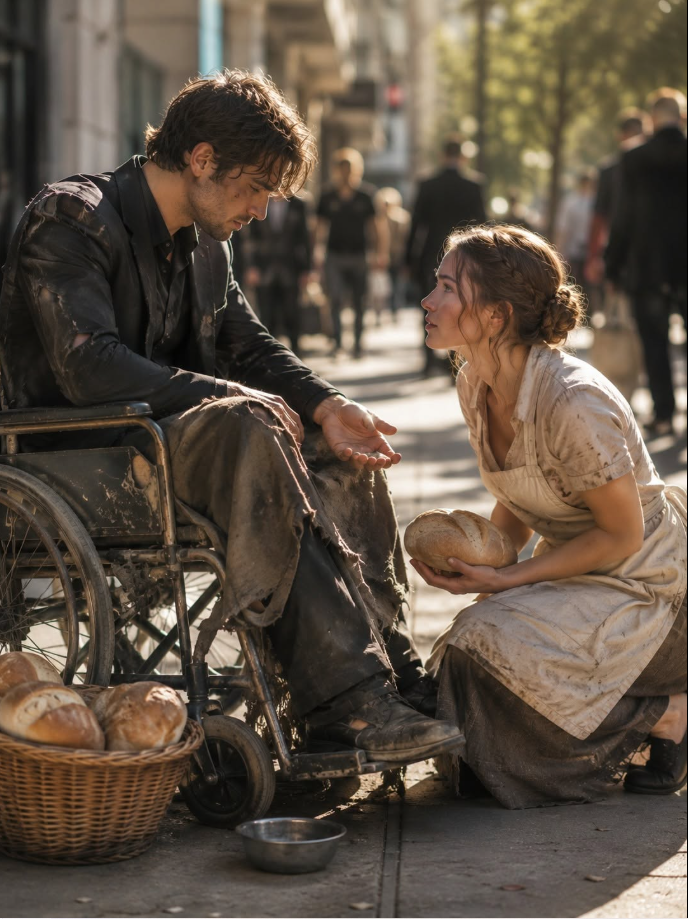 The Mafia Boss Sat in a Broken Wheelchair Begging on Main Street—Then a Poor Baker's Daughter Knelt Down and Asked, “What's Your Name?”