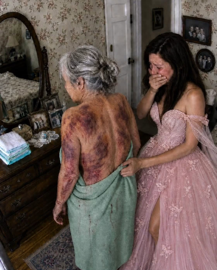 1.I came home to visit my elderly mother, but when I offered to help bathe her, she shrank back in terror. “Please… don’t take off my coat,” she pleaded, her body trembling. The moment I carefully slipped it from her shoulders, I saw dark bruises and rope marks covering her fragile skin.