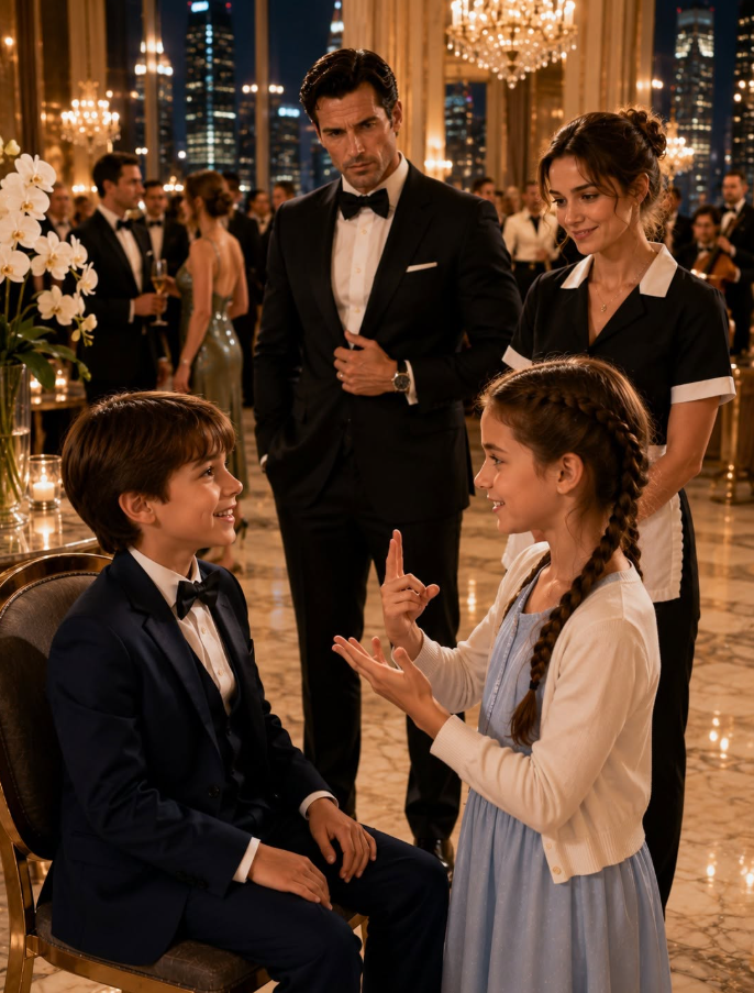The Billionaire CEO Forgot His Deaf Son in a Room Full of Millionaires—Then a Maid’s Eleven-Year-Old Daughter Signed One Word to Him and Made the Boy Smile for the First Time All Night.
