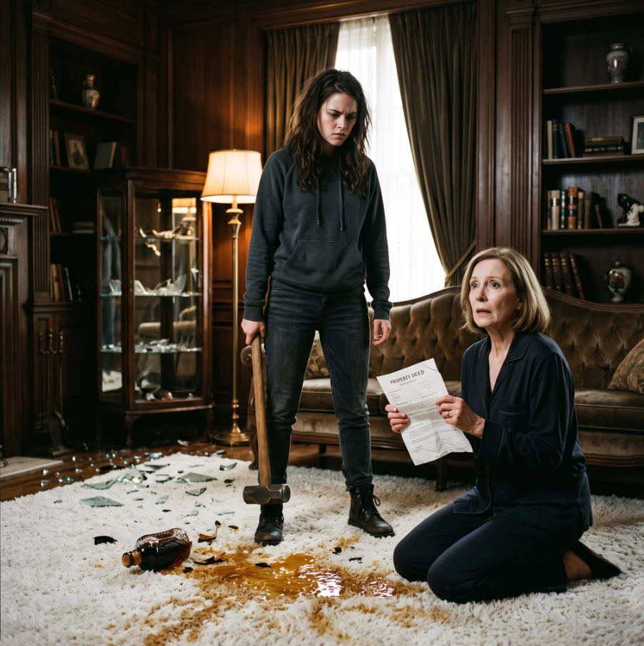 My mother-in-law threw the chicken my father had prepared with his own hands to the dog and sneered, “This garbage is only fit for animals.” After putting up with her humiliation for three years, I didn’t cry. Instead, I picked up a sledgehammer, smashed my husband’s $80,000 bottle, and placed a property deed on the table that made the entire family turn pale.