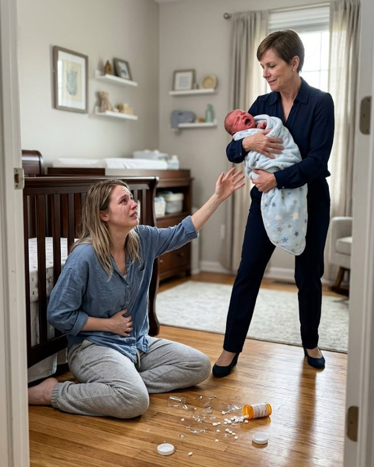 I caught my mother holding our crying newborn hostage. My wife, still recovering from a near-fatal postpartum hemorrhage, wept on the floor. My mother had smashed her pain meds. "Clean up this glass on your hands and knees. Only then can you hold him," my mother hissed. She played the perfect grandmother online. She had no idea I was parked three blocks away, watching the hidden camera, and preparing to end her entire life...