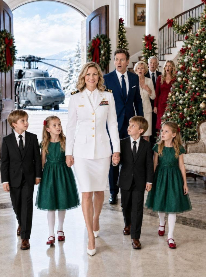 "My Ex-Husband Invited His “Childless” Former Wife to Christmas Dinner at His Family Estate, Convinced Everyone Would See the Lonely Woman He Had Left Behind. He Expected Me to Arrive Alone. But What He Never Imagined Was a Military Helicopter Landing Right Outside the Estate—and Me Stepping Out With Four 8-Year-Old Children. The Second He Got a Clear Look at Their Faces, the Smile Vanished From His Face…
