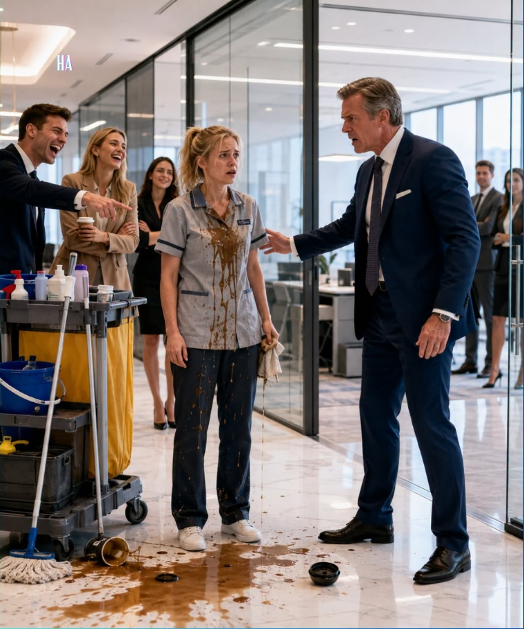 They Poured Scalding Coffee on the New Janitor and Laughed Until the CEO Walked In and Called Her His Daughter