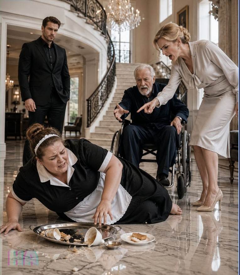 The Plus-Size Maid Was Shoved to the Floor for Serving an Ignored Old Man Until He Called the Mafia Boss His Son