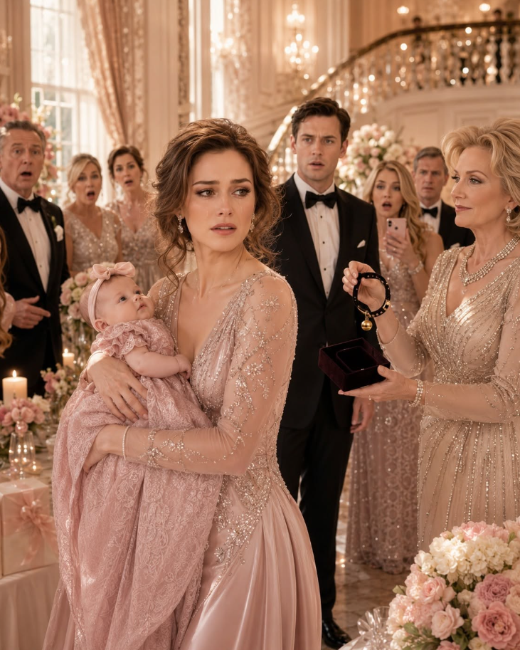 At My Newborn Daughter’s Welcome Party, My Wealthy Mother-in-Law Held Up a Pet Collar and Said, “She Should Learn Her Place”—Everyone Laughed, So I Quietly Took My Baby and Left… She Never Realized What I Had Captured, Until Her Own Husband Summoned the Entire Family the Next Day