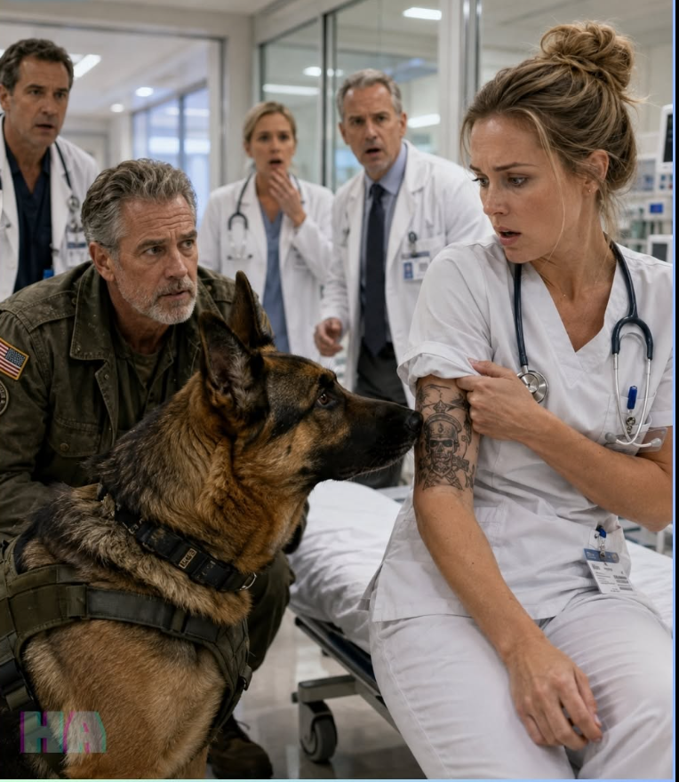 The Doctors Froze When a Retired Commander’s K9 Recognized the Quiet Nurse by the Combat Tattoo She Had Hidden for Six Years
