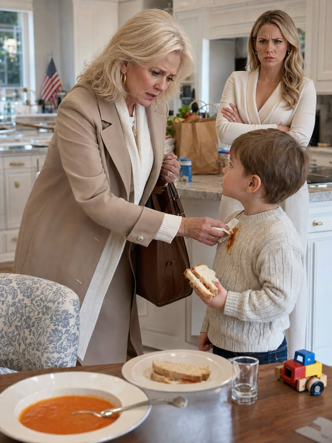 “Then stay away from my kids completely.” My daughter-in-law said it while I wiped tomato soup from my four-year-old grandson’s sweater, after three years of unpaid pickups, appointments, fevers, groceries, and childcare. My grandson froze, sandwich in hand, as I quietly grabbed my coat. She expected an argument. Instead, I obeyed—and the next day, their real financial panic began.....