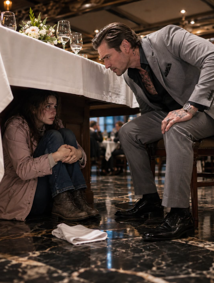 She Crawled Under a Mafia Boss’s Table to Escape Her Ex—Then He Slid Her a Ledger and Said, “Find My Thief.”
