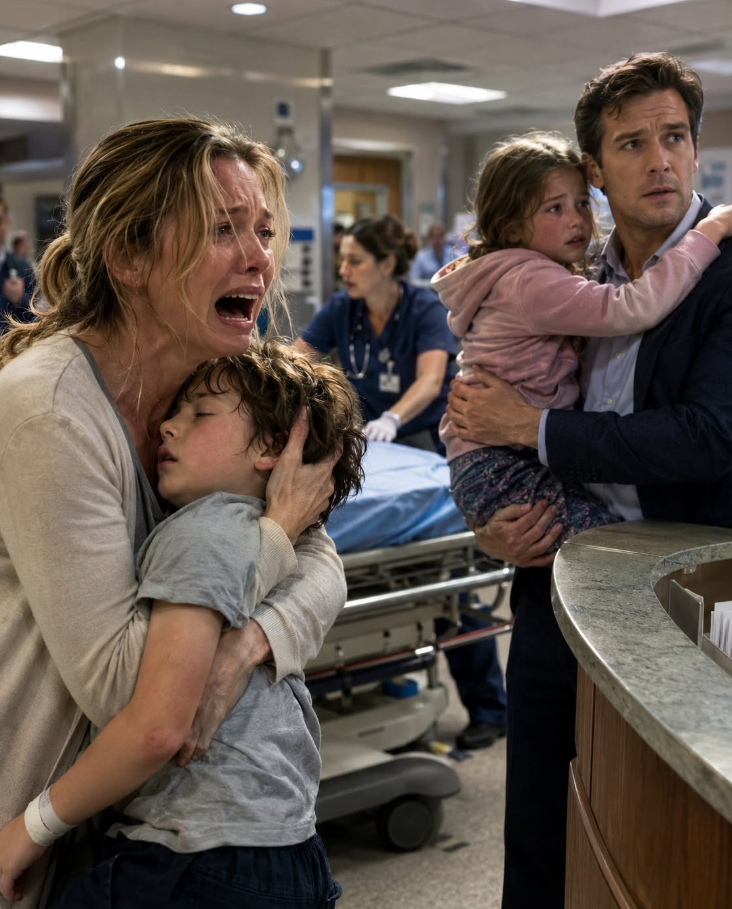 My husband carried his mistress’s daughter into the ER ahead of our own son, even while our little boy shook with fever and convulsed in my arms. He made certain the other child was treated first. The following day, he returned, pleading with our son to forgive him, but the doctor blocked his path and said, “You came too late.”