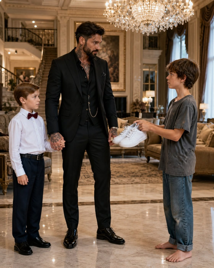 I watched a barefoot boy hand back my son's brand-new sneakers, and seconds later my whiskey glass shattered across my marble floor because of one look into his eyes. The family I trusted had hidden the greatest betrayal of my life, and the child standing on my doorstep was about to expose a secret that had been buried for ten long years.