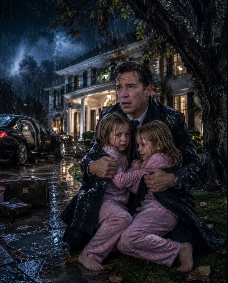Michael opened the car door. Cold rain instantly whipped against his face, soaking through his charcoal suit jacket before he even stood up.