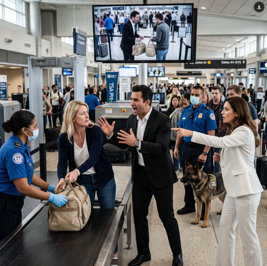 He Smiled When the Security Dog Entered Because He Thought It Would Choose Me—Instead It Sat by His Girlfriend’s Bag and I Told Them the Case Had Been in My Suitcase Hours Earlier