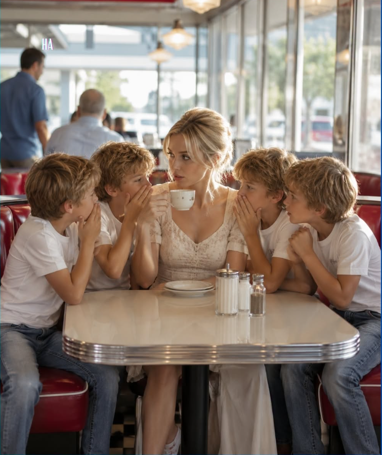 She Was Drinking Tea Alone When Four Identical Boys Slid Into Her Booth and Whispered Pretend You’re Our Mother Before He Sees Us