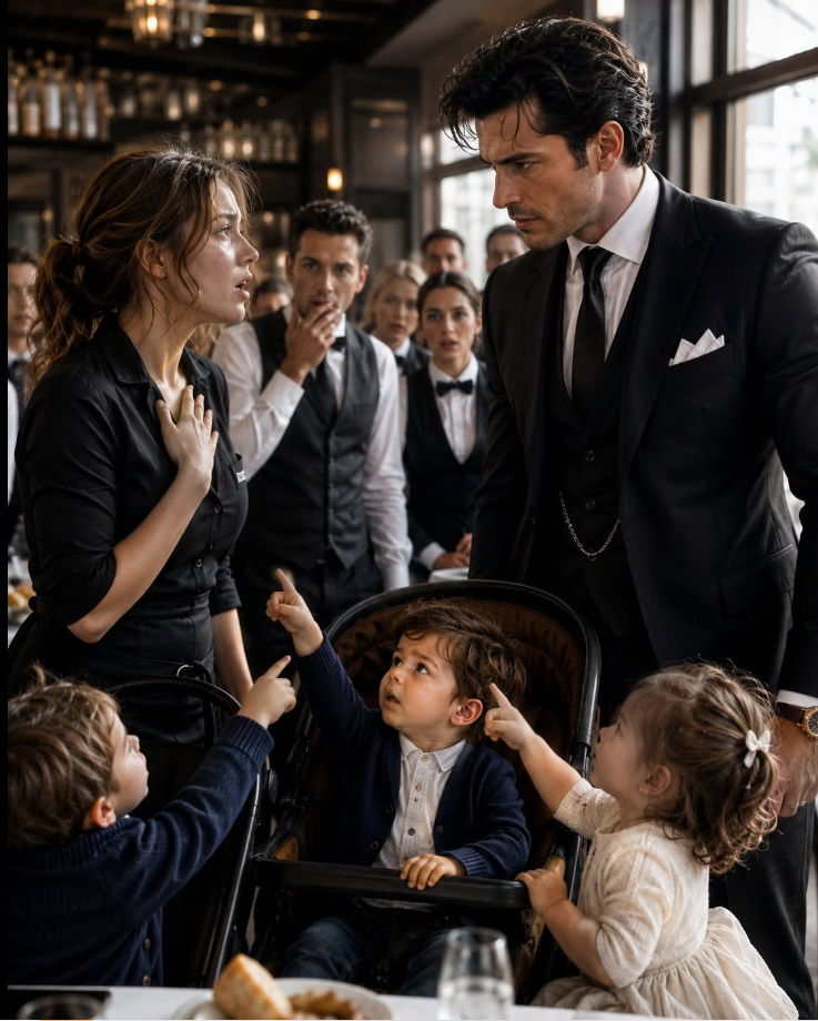 I had never seen those three children before, yet the moment they looked at me, an entire restaurant went silent. Three toddlers pointed straight at me and called me **""Mom,""** leaving a feared millionaire frozen in disbelief and forcing everyone to question a tragedy I thought had buried my past forever.