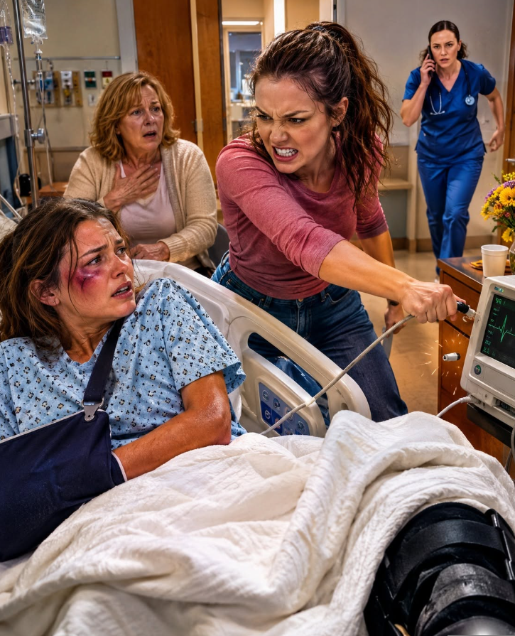 a.I was bruised, braced, and half-awake when my sister unplugged my heart monitor to prove I was dramatic. My mother laughed beside her. I said nothing - then the nurse stepped through the door and called the police before either of them could run.