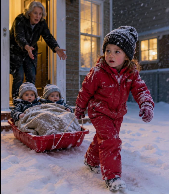 During a Minnesota blizzard, my five-year-old daughter pulled her twin baby brothers across the yard in a red plastic sled after our carbon-monoxide alarm began screaming. My mother-in-law posted the rescue video and told everyone I had slept through the danger. Then our neighbor played the full recording—and my voice could be heard giving Lucy the instructions that saved all three children.