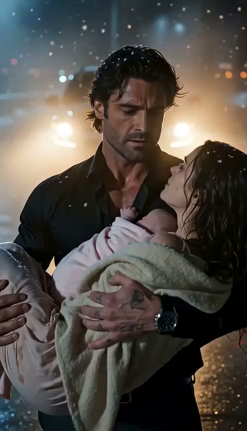 My SUV Headlights Blazed Across the Wet Asphalt, Illuminating My Wife Holding Newborn Twins...