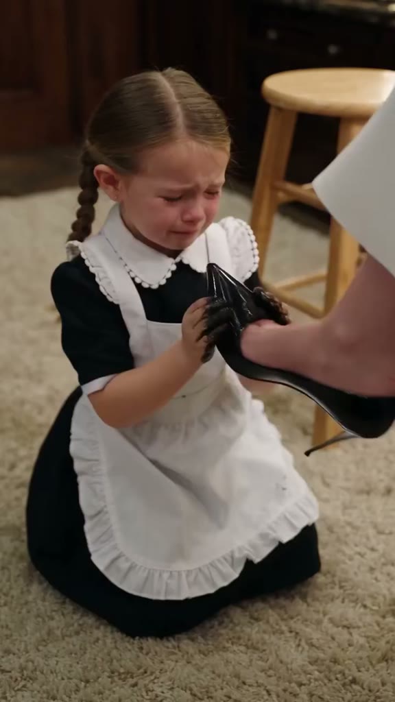 ***My Father Dropped His Briefcase When He Saw Me Scrubbing Shoes in My Black Maid Dress...***