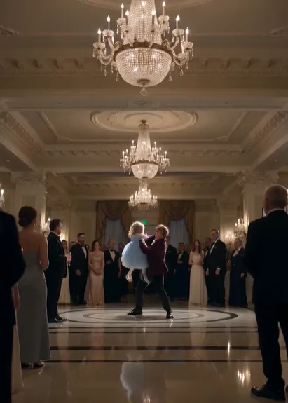 Preston suddenly grabs Sophie by the wrist. He violently pushes the little girl down onto the ballroom floor. “Filthy little thief!”