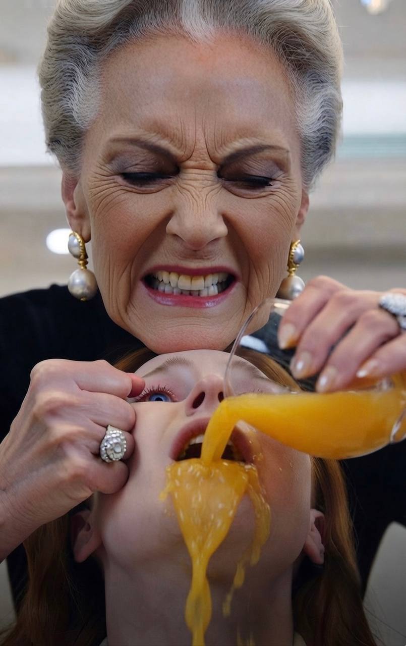 "Ava's trembling hands gripped the arms of her wheelchair as Margaret pressed the glass of orange juice against her lips.