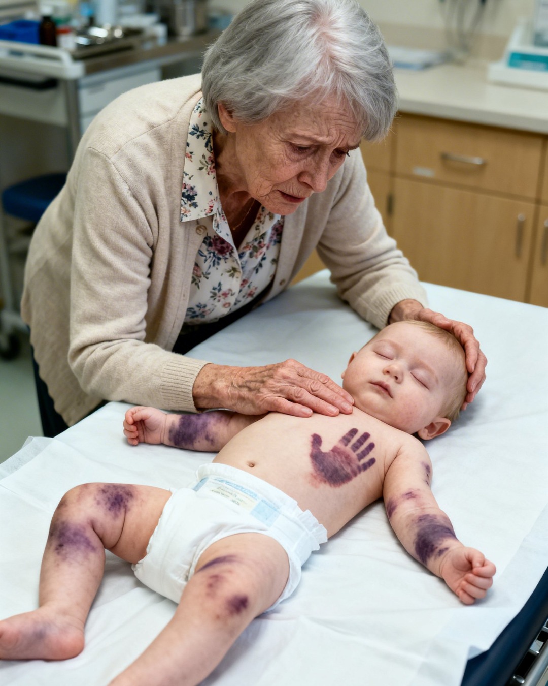 My son and his wife asked me to watch their two-month-old baby while they went shopping. But no matter how much I held him or tried to calm him down, he wouldn’t stop crying inconsolably. I immediately sensed something was wrong. When I lifted his clothes to check his diaper… I froze. There was something there… something unimaginable. My hands were shaking. I grabbed him and ran straight to the hospital