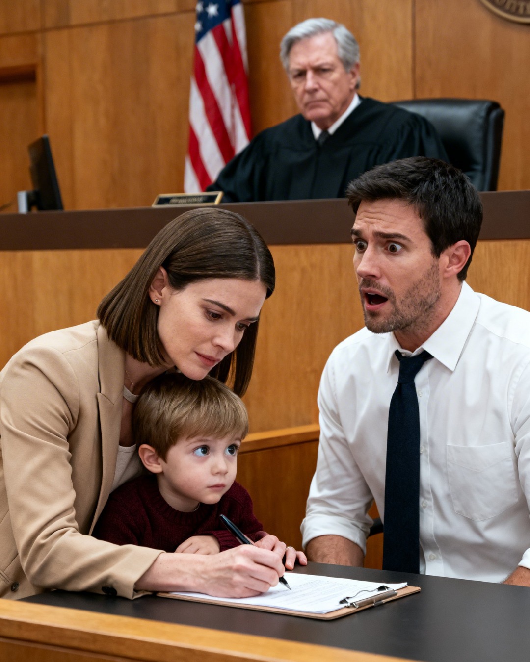 My husband stood in our kitchen and said: “I want the house, the cars, the savings… everything, except our son.” My lawyer begged me to fight, but I looked into her eyes and whispered: “Give it all to him.” Everyone thought I’d lost my mind. At the final hearing, my ex smirked as I signed over everything… until his own lawyer turned pale. That was the moment he realized I hadn’t lost anything at all