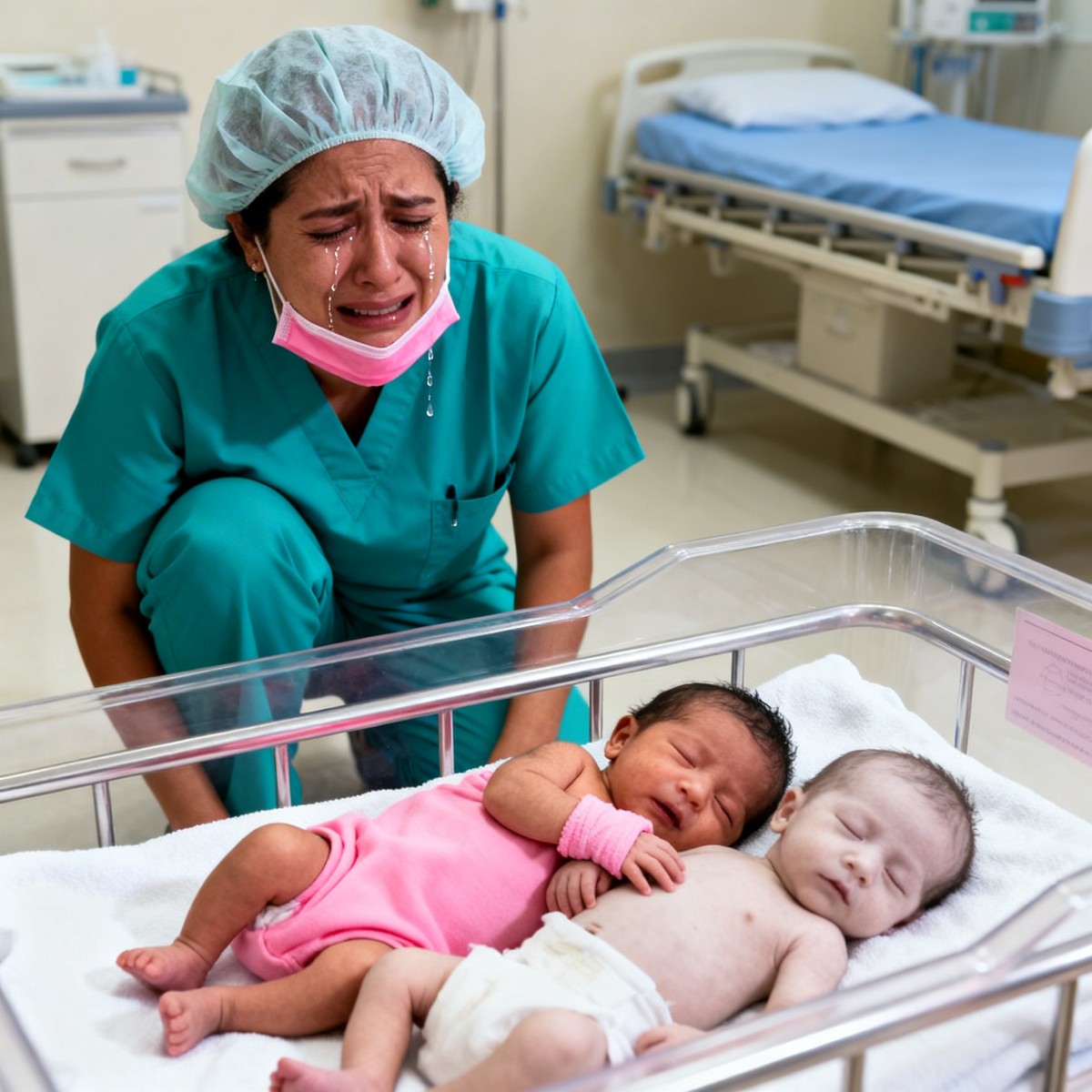 The nurse places the healthy baby next to her lifeless twin – When she looks, she falls to her knees crying