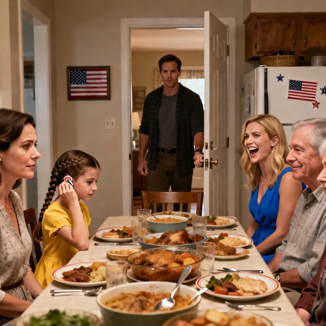 At family dinner, my sister mocked my daughter’s hearing aid. My dad said, “it’s just a joke – lighten up.” I stayed quiet. But my husband stood up. Without a word, he showed them the door. When they discovered next morning