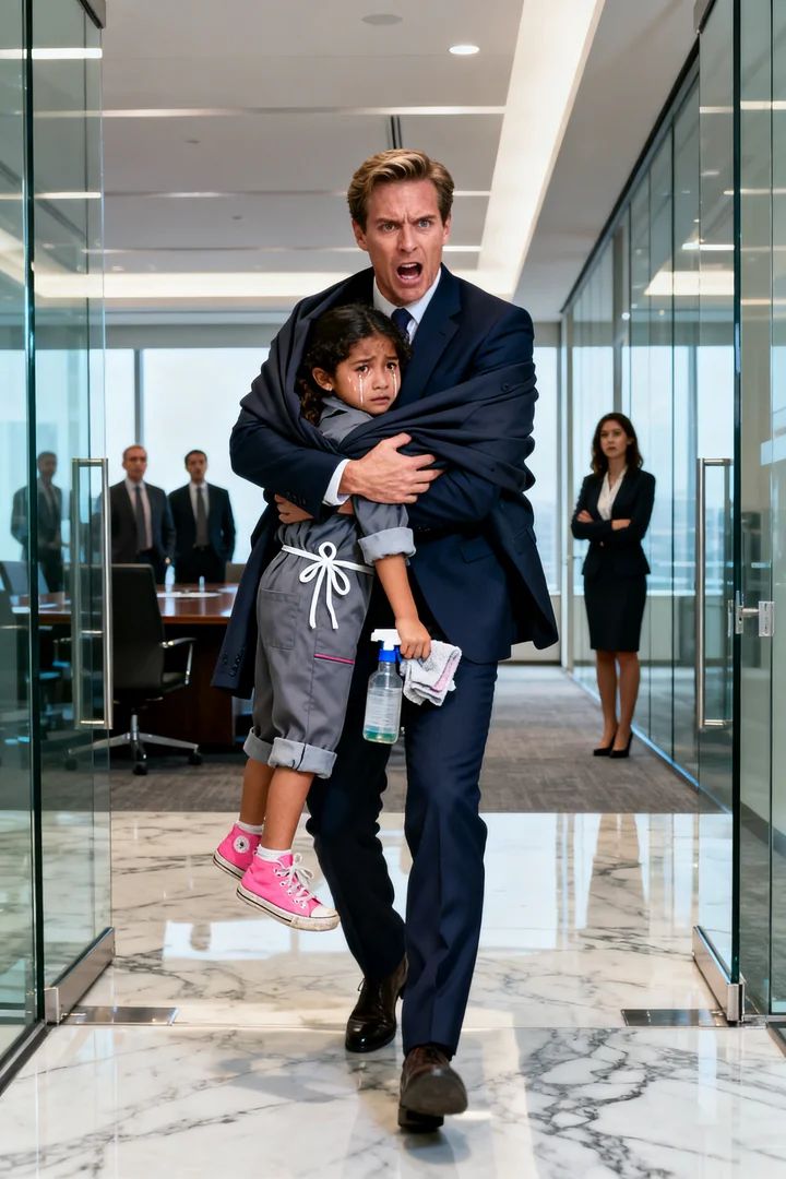 SHE WALKED INTO THE CEO’S OFFICE IN A JANITOR UNIFORM… AND SAID: “My mom’s sick, so I came