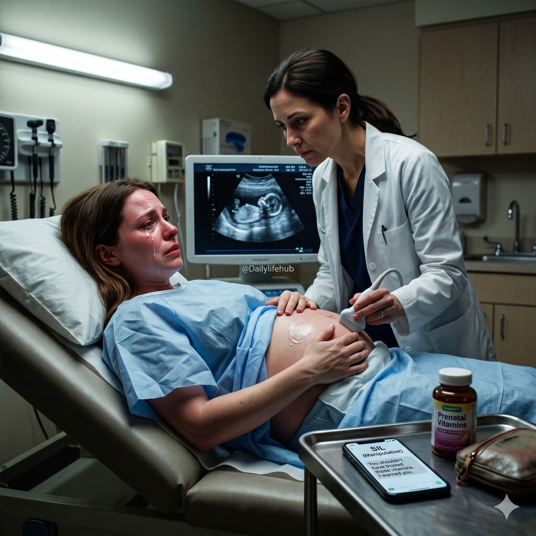 At my final checkup before birth, the doctor said quietly, “Ma’am, your baby has stopped growing.” “What… why?” “Are you taking any medication or supplements?” “Yes… prenatal vitamins.” “Did you buy them yourself, or did someone give them to you?” My voice trembled as I answered, “They were from…”