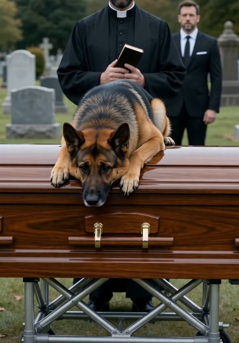 During the funeral, the dog suddenly jumped onto its owner’s coffin and remained lying there motionless, even when people tried to remove it, but then the deceased man’s brother noticed something very strange