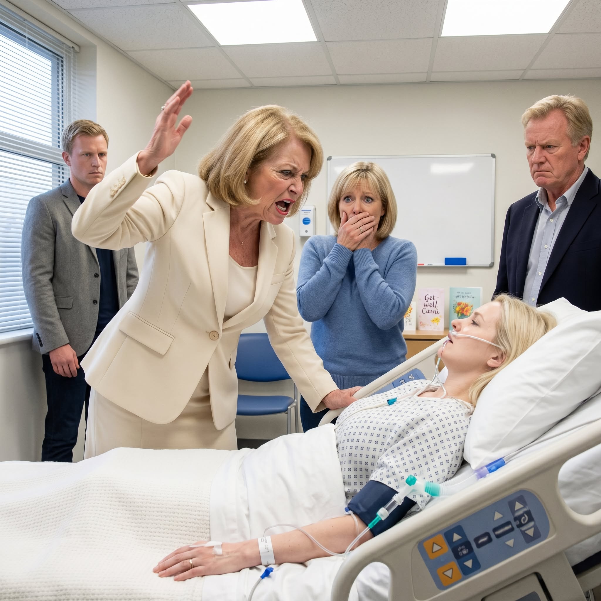 My mother-in-law didn’t come to the hospital to see if I was alive. She came to blame me, humiliate me, and finally hit me while I was too weak to stand