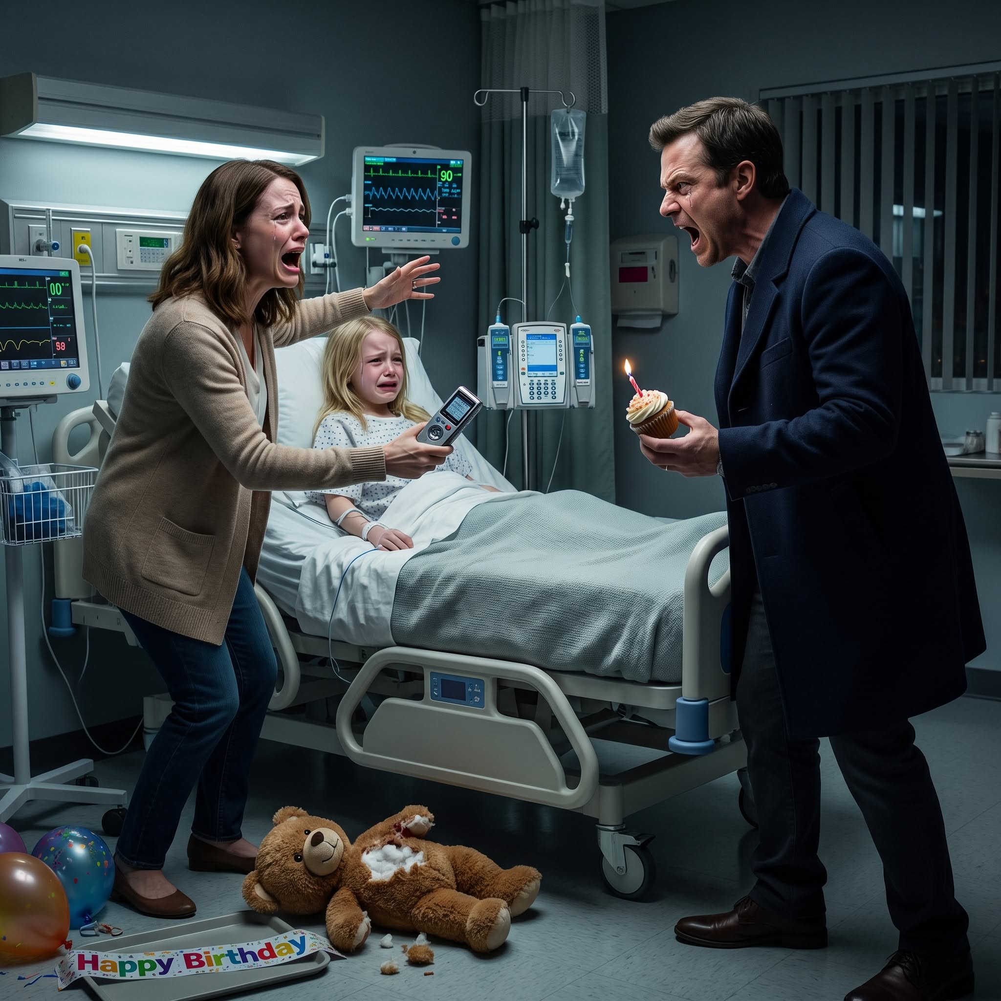 My dying daughter told me to check the teddy bear under her hospital bed — what i heard on the recorder changed everything