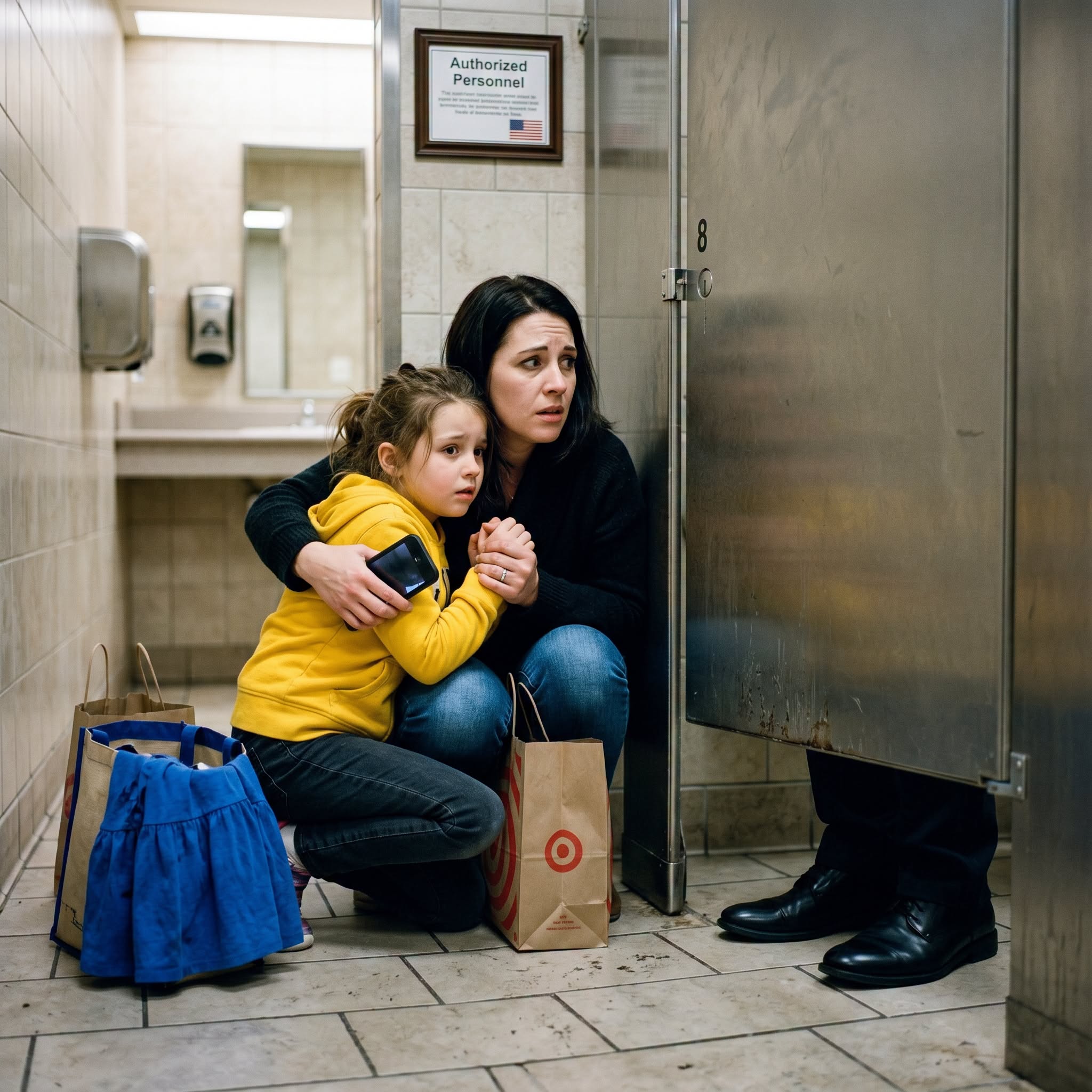 During shopping, my 8-year-old clutched my hand and said, “Mom—quickly, to the bathroom!” In the stall, she whispered, “Don’t move, look