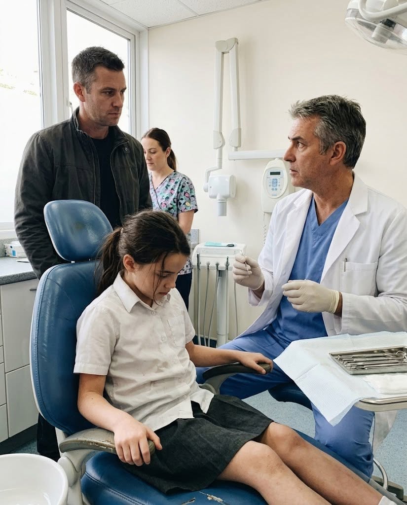 My ten-year-old daughter said her tooth hurt, so I planned to take her to the dentist. Suddenly, my husband insisted on coming along