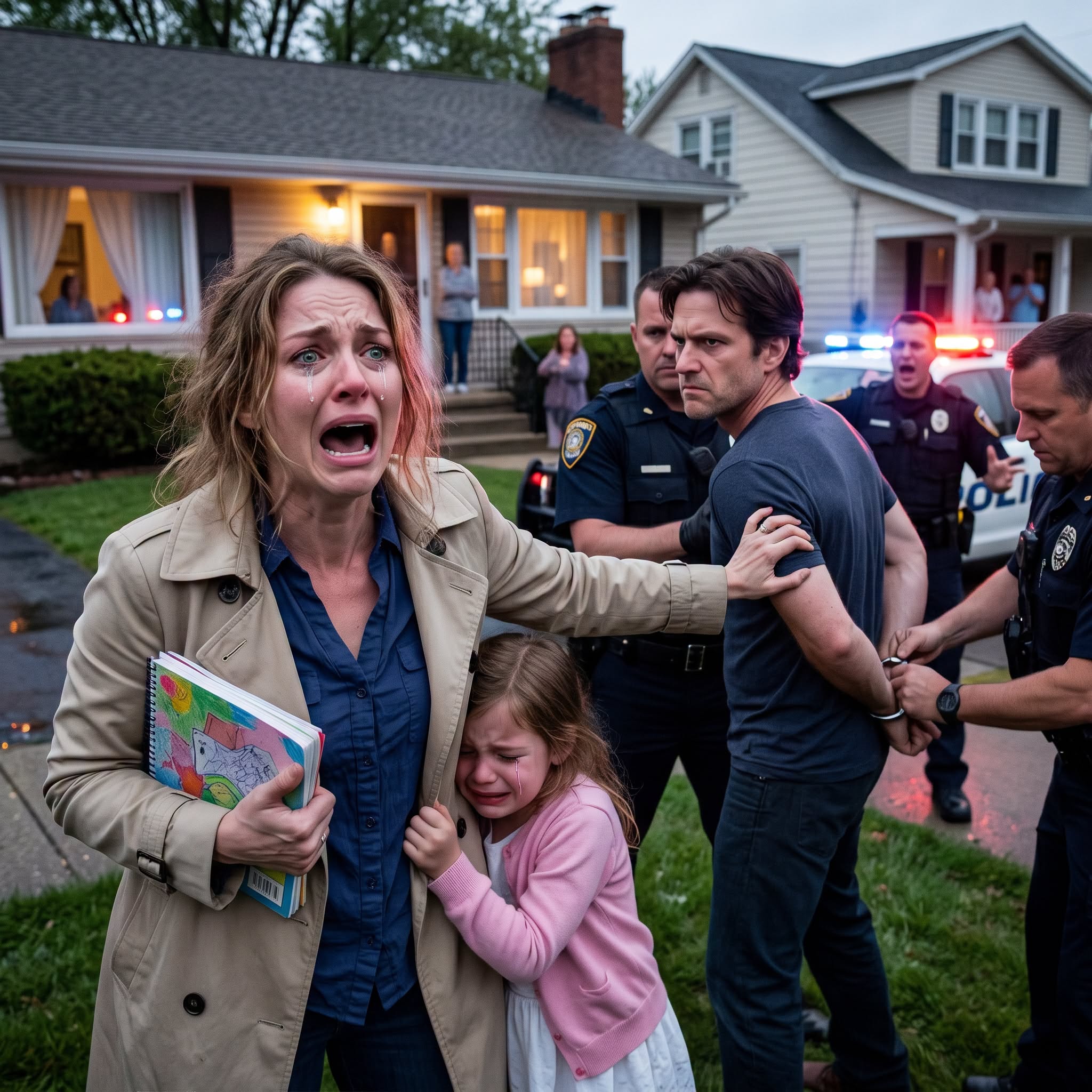 During my daughter’s classroom visit, the teacher called me in and said: “divorce your husband and go to the police right now!”—i was left speechless, and the true identity of my husband was revealed at the police station