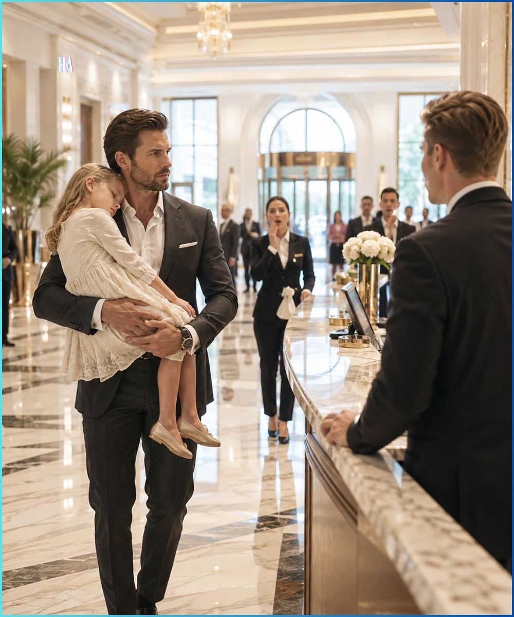 He was denied a room in his own hotel while carrying his sleeping daughter and then the lobby learned his name