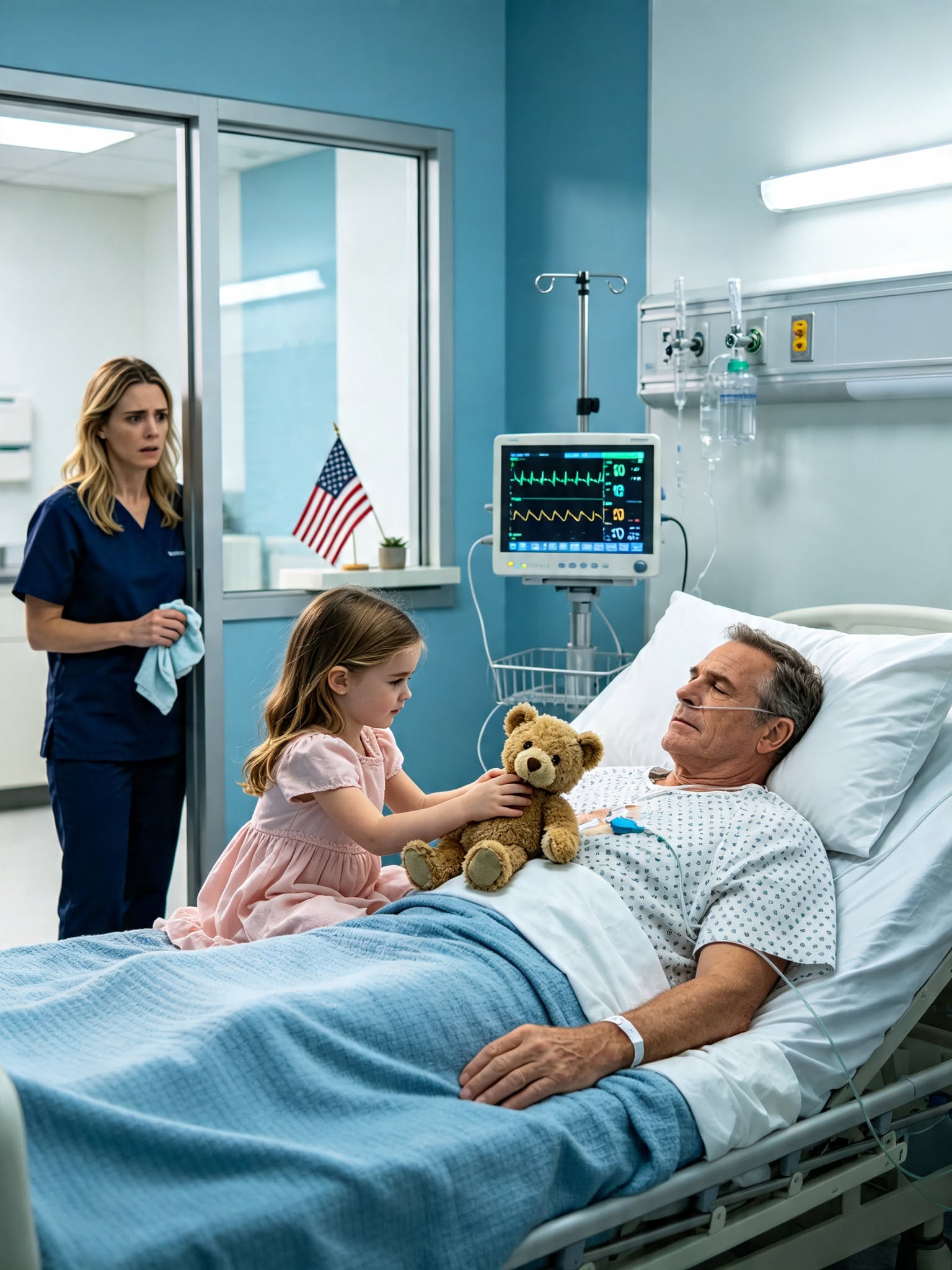 At 2:17 in the morning, I found my three-year-old daughter inside the room of a man the doctors had already given up on