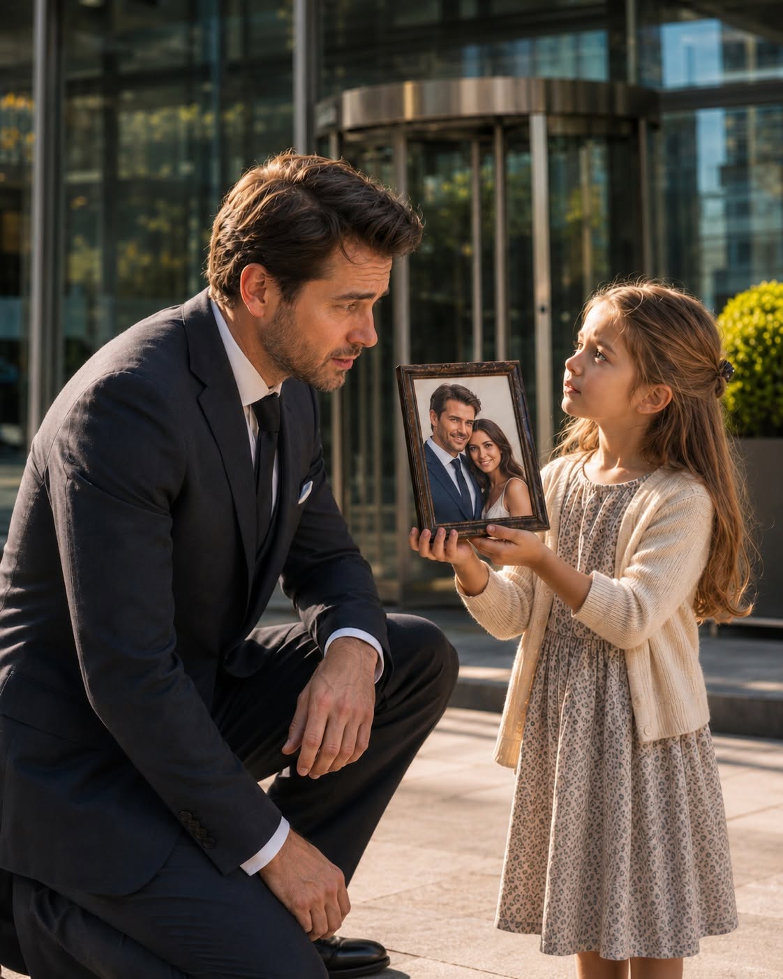 Poor Girl Tells a Billionaire Her Mom Cries Over His Photo—His Silence Says It All.