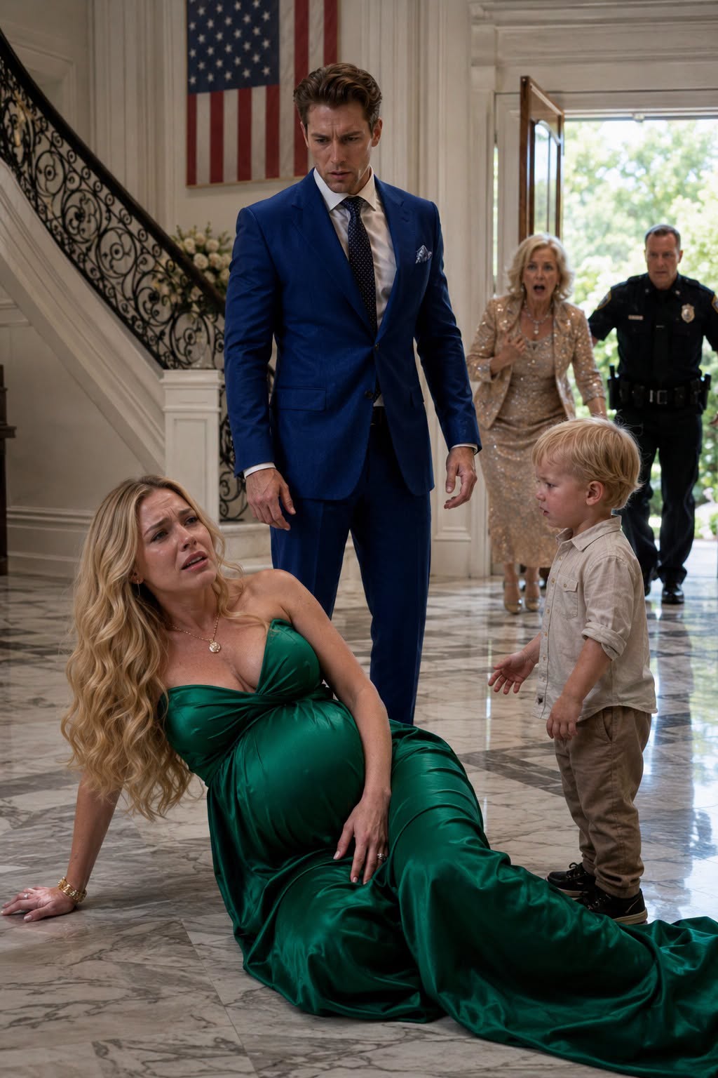 The baby was still holding his blue rubber elephant when his mother stopped moving.