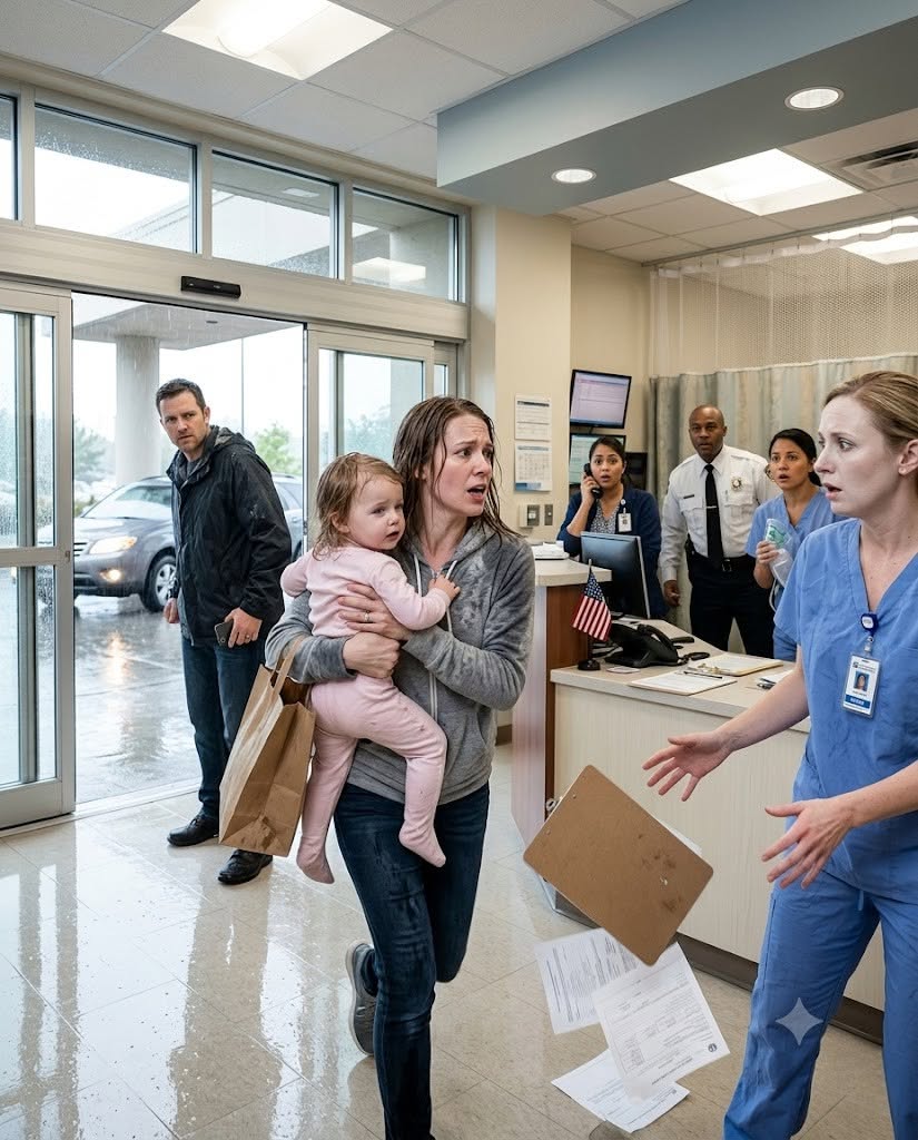 MY HUSBAND SAT IN OUR LIVING ROOM AND TOLD ME OUR TWO-YEAR-OLD DAUGHTER HAD "JUST FALLEN" WHILE SHE WAS TURNING PURPLE IN MY ARMS AND FIGHTING FOR EVERY BREATH—BUT THE SECOND I RAN HER INTO THE ER, A PEDIATRIC NURSE LOOKED UP, SAW HIS FACE, DROPPED HER CHART, AND WENT WHITE AS A SHEET BEFORE WHISPERING A QUESTION SO HORRIFIED IT STOPPED MY HEART COLD: "WHY.